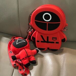 Squid Games Character Crossbody Bag and Keychain Set